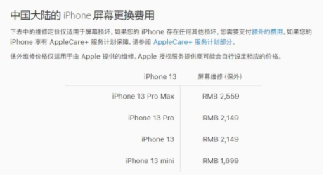 iphone13官方换屏多少钱2